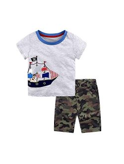 Nwada Toddler Boys Clothes Baby Summer Outfits Short Sleeve T-Shirt and Shorts 2-Piece Kids Boys Playwear Sets
