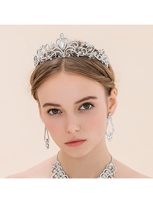 Sgxyrzmx Silver Crowns for Women Rhinestone Weddings Birthdays Parties Quinceanera Girls' Princess Queen Witch and Bride Crystal Tiara with Combs