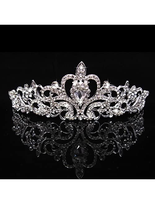 Sgxyrzmx Silver Crowns for Women Rhinestone Weddings Birthdays Parties Quinceanera Girls' Princess Queen Witch and Bride Crystal Tiara with Combs