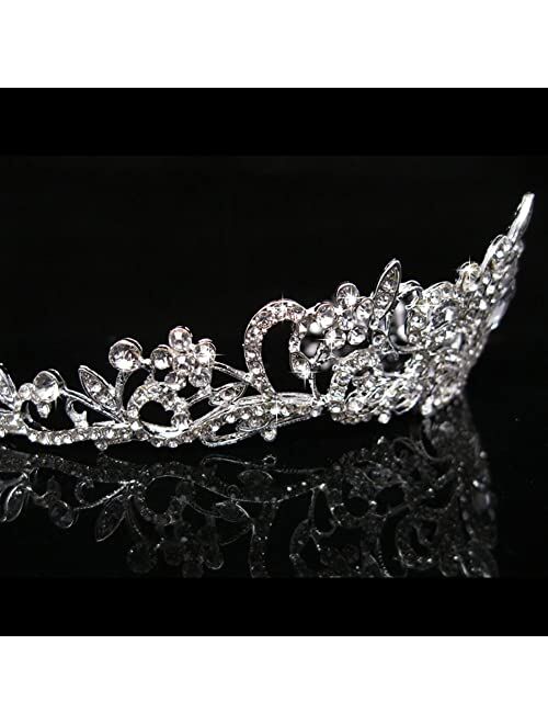 Sgxyrzmx Silver Crowns for Women Rhinestone Weddings Birthdays Parties Quinceanera Girls' Princess Queen Witch and Bride Crystal Tiara with Combs