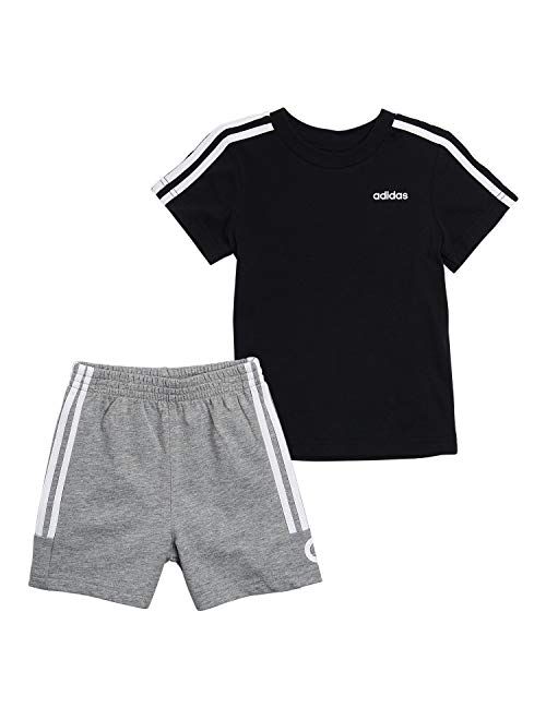 adidas boys Short Sleeve Cotton Tee & Sports Shorts Clothing Set