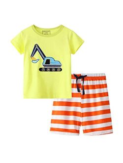 Hmbeixyp Toddler Boy Cotton Summer Clothing Set Short Sleeve T-Shirt and Shorts Outfit Set