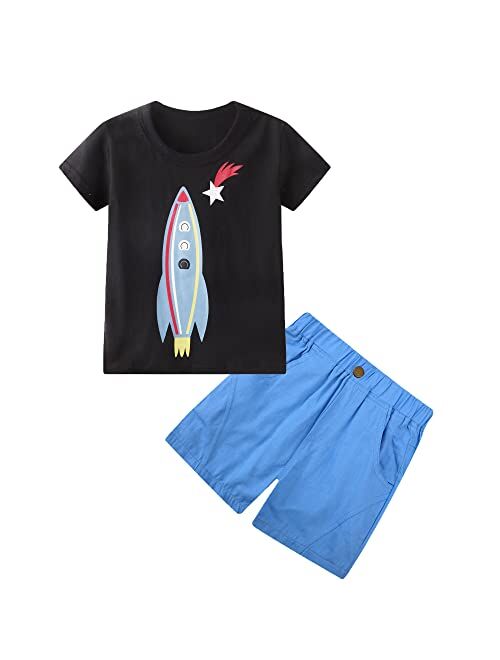 Deachala Toddler Boys Summer Clothes Kids Short Sleeve Outfits Size 2-7T