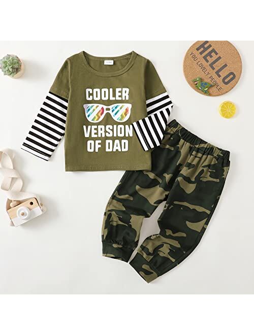 Mikrdoo Toddler Baby Boy Clothes Long Sleeve Tops Pants Set Kids Little Boy Clothing Sweatsuit Fall Winter Outfits Set