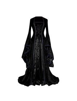 Generic Halloween Costume Hocus Pocus Gothic Dress for Women Plus Size Vintage Medieval Renaissance Costume Cosplay Irish Retro Gown