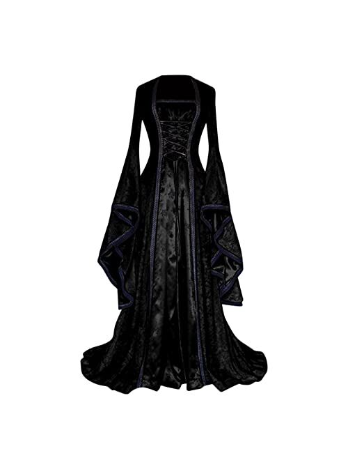 Generic Halloween Costume Hocus Pocus Gothic Dress for Women Plus Size Vintage Medieval Renaissance Costume Cosplay Irish Retro Gown