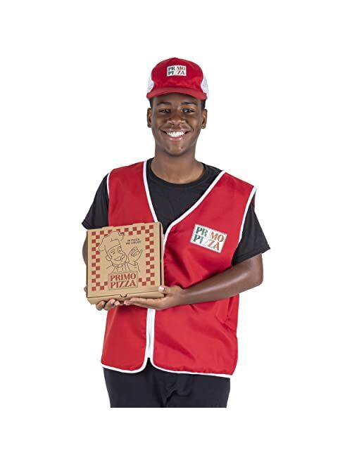 Hauntlook Pizza Delivery Guy and Pizza Slice - Funny Outfits and Halloween Couples Costume