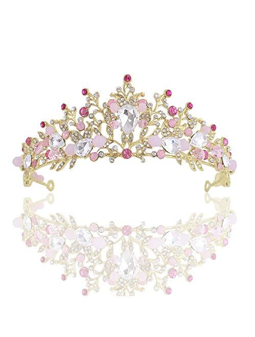 Buy Rose Gold Tiaras and Crowns for Women Girls, Fineder Pink Wedding ...