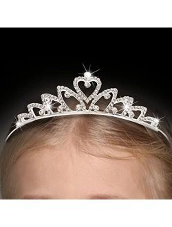 Kilshye Princess Tiara Headband Silver Girl Tiaras and Crowns Rhinestone Crown Birthday Costume Hairpiece for women and Girls