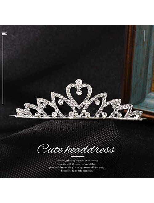 Kilshye Princess Tiara Headband Silver Girl Tiaras and Crowns Rhinestone Crown Birthday Costume Hairpiece for women and Girls