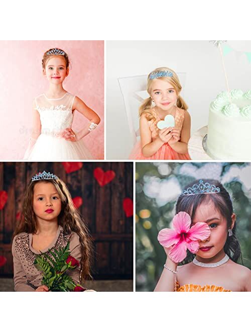 CUBACO 4pcs Princess Crown for Girls, Silver Girls Tiaras Small Tiara Birthday Crown for Girls, Princess Crown