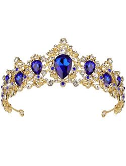 Didder Baroque Rhinestone Tiara, Crystal Tiaras for Women Gold Princess Crown