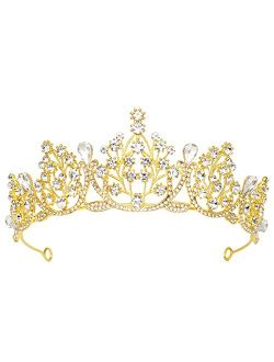 LIHELEI Crystal Crown Tiara for Women, Vintage Tiara Wedding Crown for Brides, Princess Tiara for Girls Halloween Birthday Party
