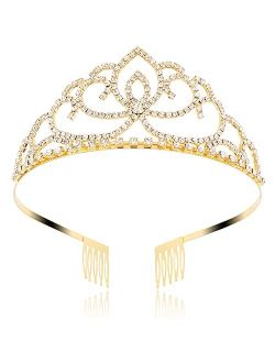 FASOTY Silver Crystal Tiara Crowns for Women Girls Princess Elegant Bridal Crown with Combs