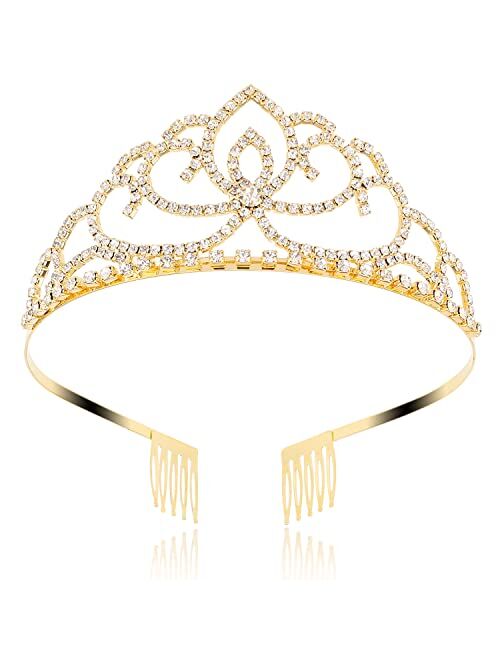 FASOTY Silver Crystal Tiara Crowns for Women Girls Princess Elegant Bridal Crown with Combs