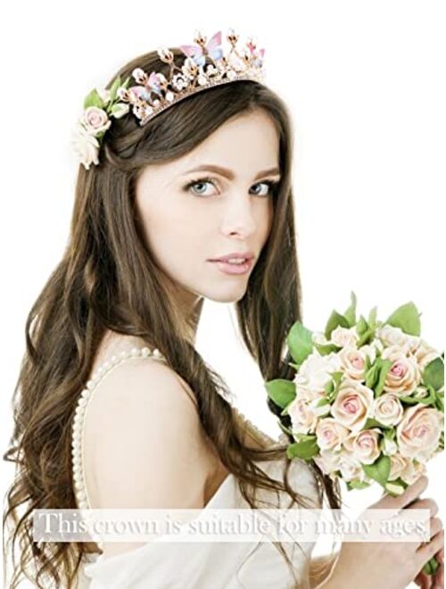 COCIDE Butterfly Tiara and Crown for Girls Gold Tiara for Women Pearl Headband Hair Accessories for Birthday Party Wedding Flower Girl Decoration Accessory