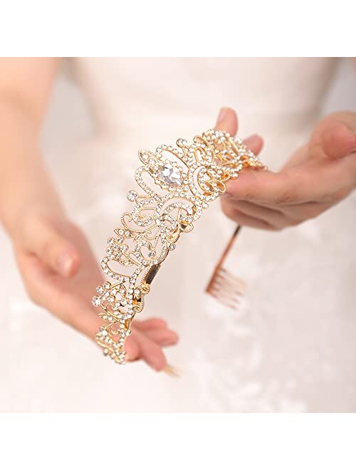 JWICOS Crystal Tiara Crown for Women and Girls Elegant Princess Crown with Combs Tiaras for Women Bridal Wedding Prom Birthday Hair Accessories for Brides and Bridesmaid