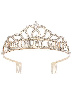 ATODEN Birthday Tiara Crown for Girls Women Princess Crowns with Combs Rhinestone Tiaras Jewelry Hair Styling Accessories