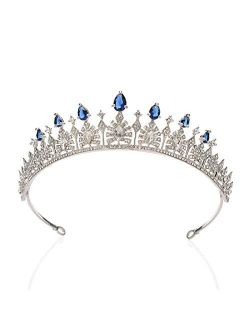 SWEETV Cubic Zirconia Wedding Tiara for Bride - Princess Tiara Headband Bridal Crown, Bridal Hair Accessories for Women