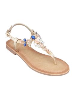 GC SHOES Women's Josie T-Strap Flat Sandals