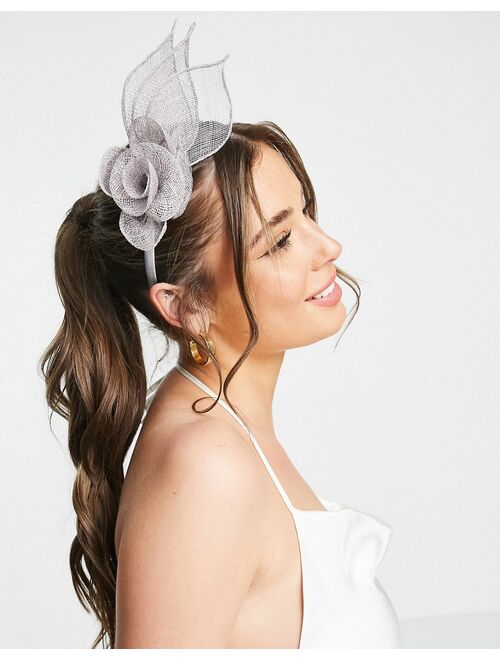 My Accessories London floral fascinator headband in gray