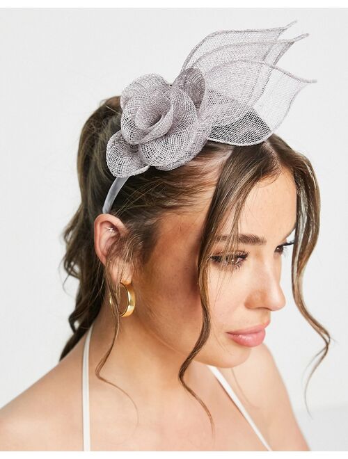 My Accessories London floral fascinator headband in gray