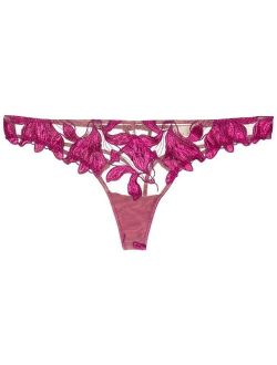 Lily velvet floral-lace thong