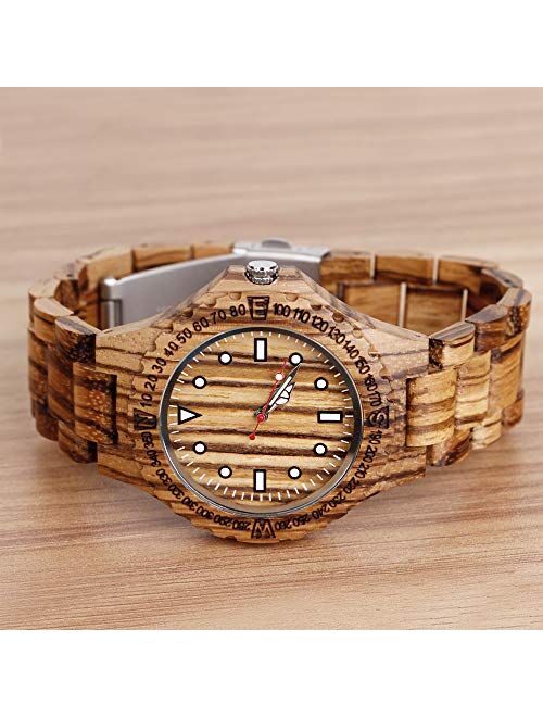 Dentily Wooden Watches for Men Handmade Colorful Bamboo Wood Watch Analog Quartz Men's Wooden Watch