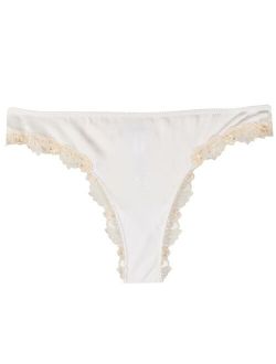 embroidered trim scalloped edge thong