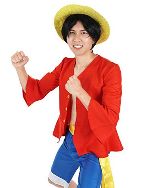 Cosinstyle Anime Cosplay Costume for Monkey D. Luffy After 2 Years Separation Shirt Pants Sets for Adults Summer S-XXL