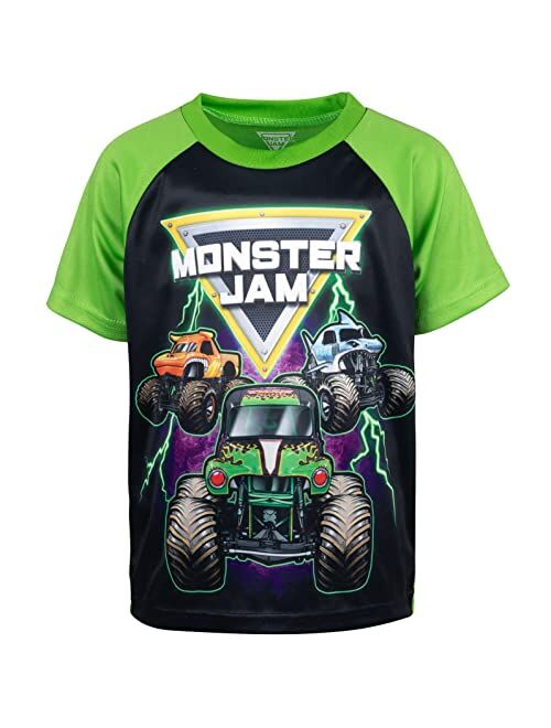 Monster Jam Trucks 3 Piece Outfit Set: T-Shirt Tank Top French Terry Shorts