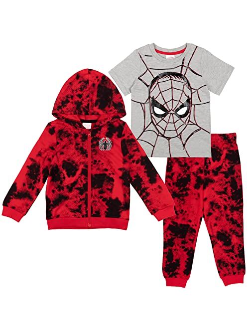 Marvel Spider-Man Tie Dye French Terry Zip Up Hoodie Graphic T-Shirt Pants Infant to Big Kid