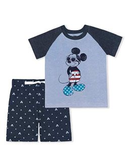 Mickey Mouse Boy's 2-Piece Short Set with Crewneck T-Shirt and Star Print Shorts