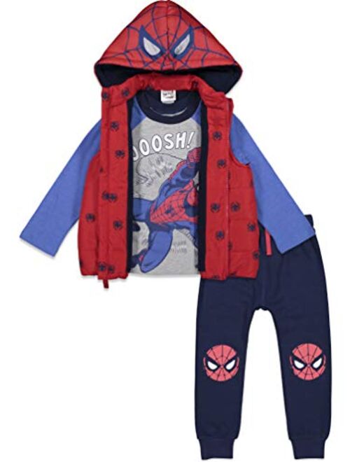 Marvel Spiderman T-Shirt Pants Hooded Vest Set