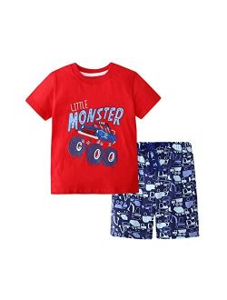 JKJM Toddler Boy Clothes T-Shirt & Shorts Sets Little Kids Summer Outfits 2-7T