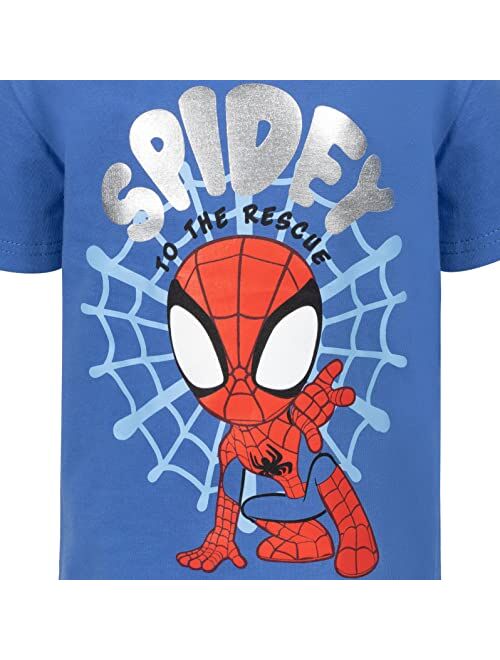 Marvel Spidey and His Amazing Friends Miles Morales Spider-Man Graphic T-Shirt Mesh Shorts Outfit Set Toddler to Little Kid