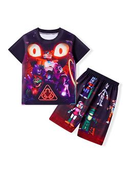 BEAUTY CUTJE Sun and Moon Monster T-Shirt Pant Sets for Boys 2pcs Kids Top and Pants for 5-12 Years Clothes