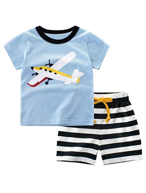 BTGIXSF Toddler Boys Cotton Clothing Sets Summer Short Sleeve T-Shirt and Shorts 1-8Y