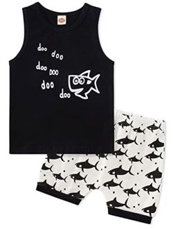 Kids4ever 2Pcs 12M-3T Baby Boys Summer Clothing Sets 3D Printed Sleeveless Tank Top + Shorts Pants Toddlers Outfits