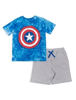 Avengers Short Sleeve Graphic T-Shirt & French Terry Shorts Set