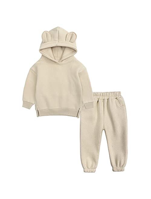 MYGBCPJS Youth 2PCS Jogger Outfits Set Fleece Hooded + Sweatpants Boys Girls Athletic Sweatsuits Pullover Clothes