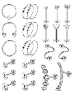 AVYRING 16g Cartilage Earrings Hoop Studs for Women Forwards Helix Earring Hoop Rook Daith Conch Tragus Earrings Stainless Steel Piercing Jewelry