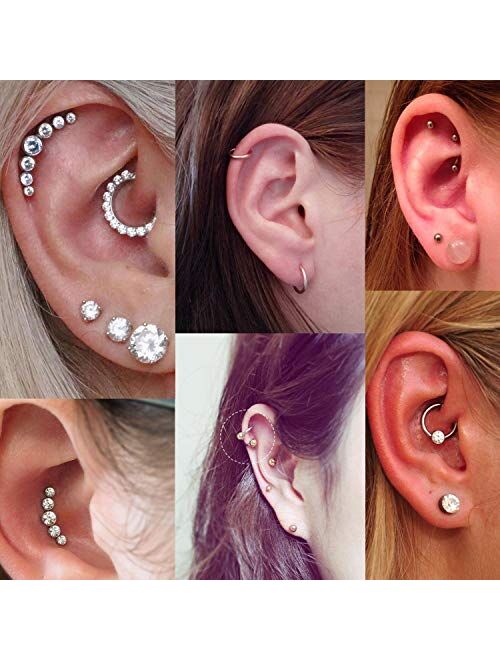 AVYRING 16g Cartilage Earrings Hoop Studs for Women Forwards Helix Earring Hoop Rook Daith Conch Tragus Earrings Stainless Steel Piercing Jewelry