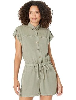 KUT from the Kloth Cindy-Button-Down Romper w/ Cuff Sleeve