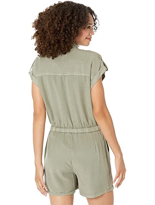 KUT from the Kloth Cindy-Button-Down Romper w/ Cuff Sleeve