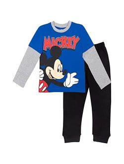 Mickey Mouse Boys Long Sleeve T-Shirt and Fleece Jogger Pant Set
