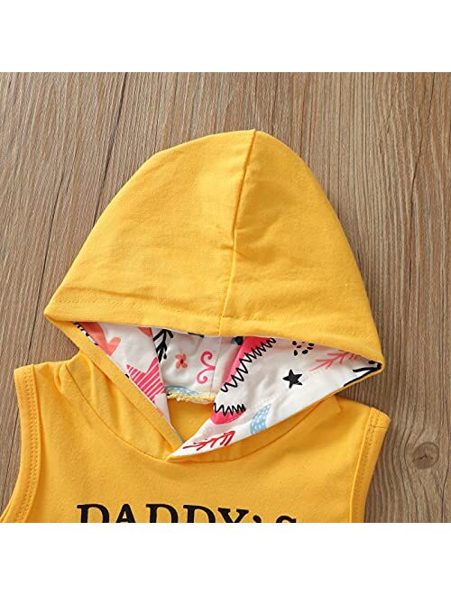 KnniMorning TEES Boy's 2Pcs Sleeveless Clothes Set Letter Printing Hooded Top Camouflage Shorts Toddler Boy Summer Suit