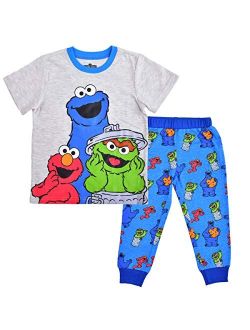 Sesame Street Boy's 2-Piece Character Shirt and Jogger Pant Set, Grey/Blue