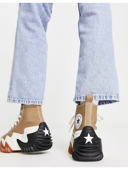 Converse Run Star Motion Hi canvas platform sneakers in beige