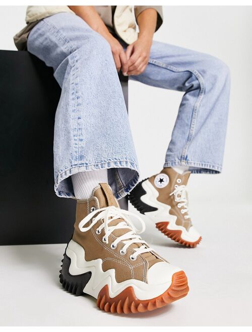 Buy Converse Run Star Motion Hi canvas platform sneakers in beige ...